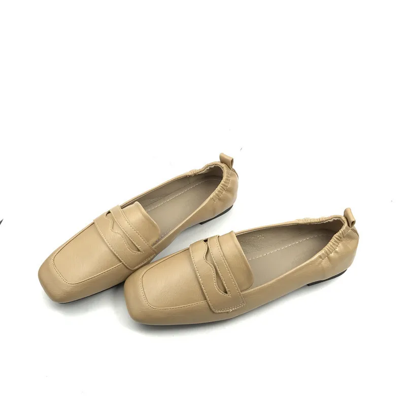 

Shoes Woman Flats Low Heels Soft Oxfords Square Toe Casual Female Sneakers Slip-on Dress Summer Moccasin Comfortable Grandma New