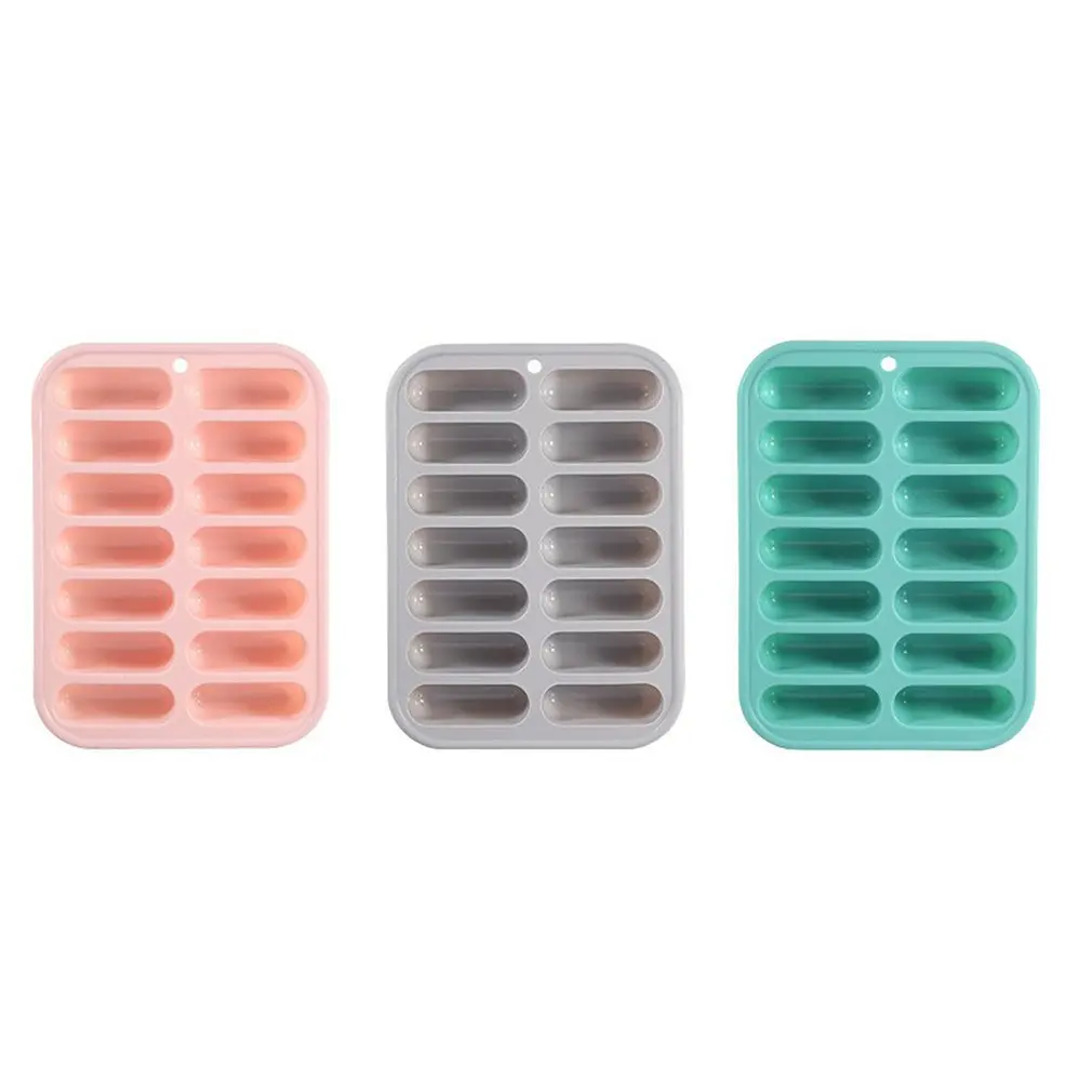 

14 Grids Silicone Ice Cube Maker Trays With Lids Hot Dog Make Mould Sausage Making Mould Ice Mold Tools Kitchen Props