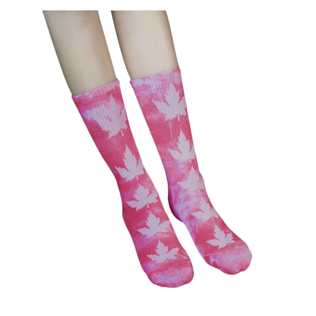 10 Pair Unisex Novelty Maple Leaf Tie-dye Skateboard Socks Cotton Harajuku Hiphop Stockings Sox Ethnic Couple Long Sock Meias | Женская