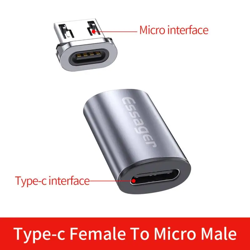 Магнитный адаптер Essager USB Type C для iPhone Samsung гнездо на Micro USB|Переходники и адаптеры| |