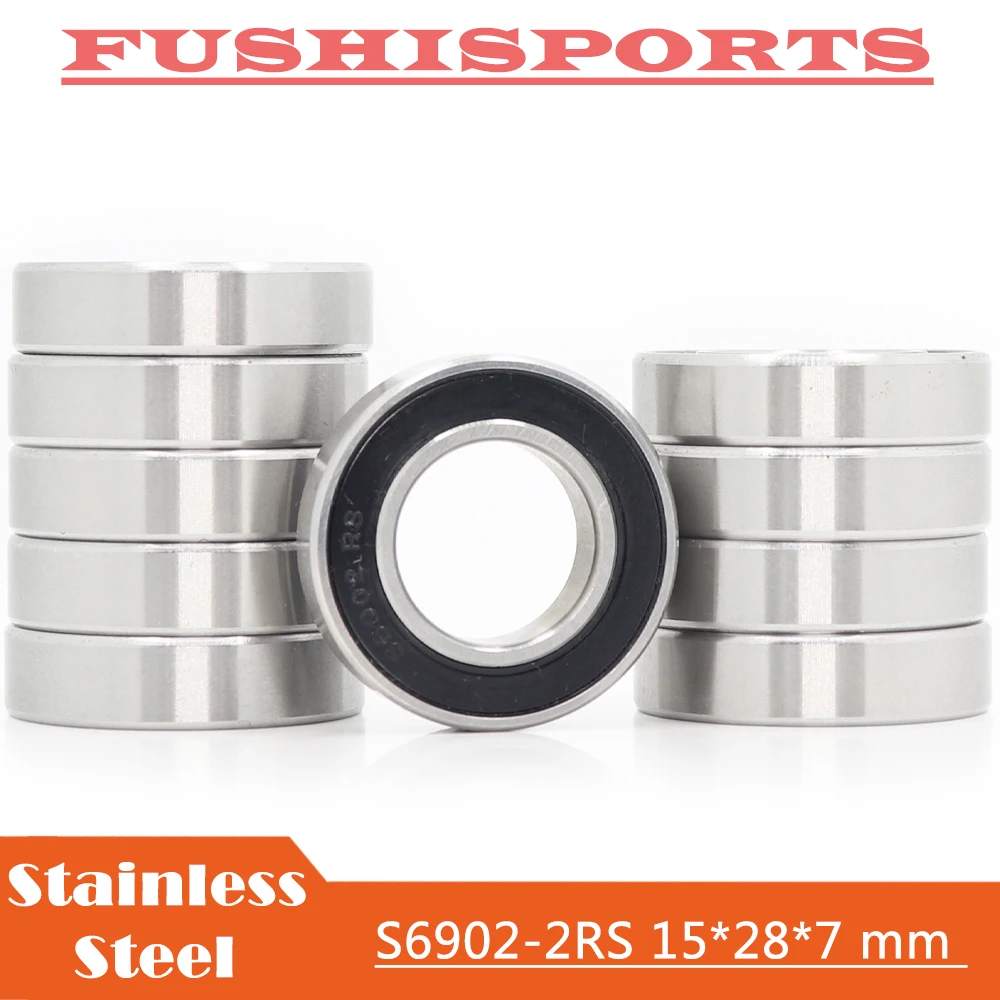 10 шт. S6902RS подшипник 15*28*7 мм ABEC 3 440C Нержавеющая Сталь S 6902RS шарикоподшипники 6902