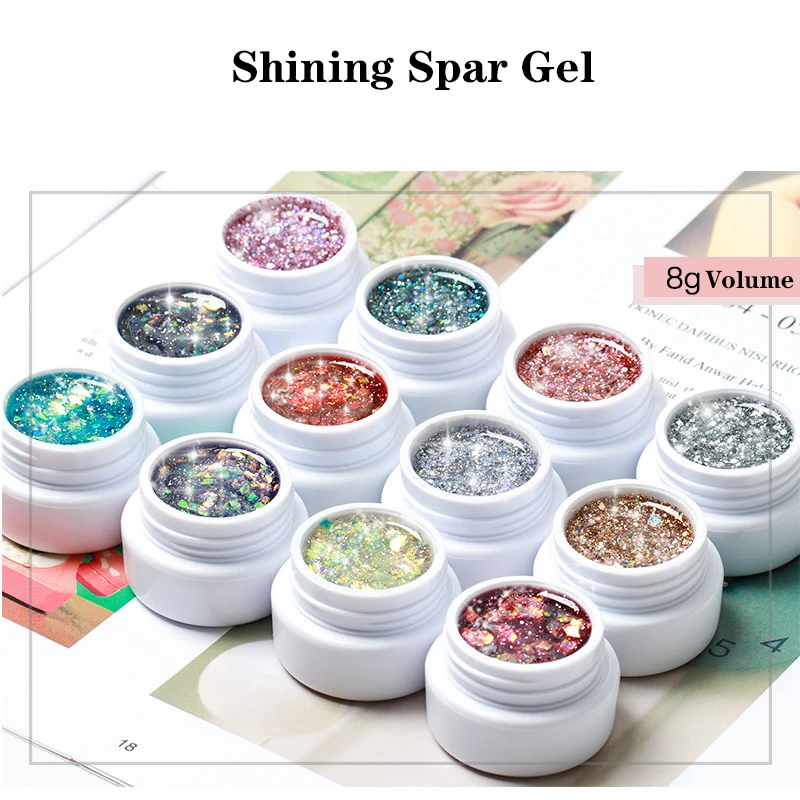 

8ML Shining Spar Nail Gel Polish For Manicure Fingertips Glitter Bright UV Gel Soak Off Nail Art Varnishes Nail Art