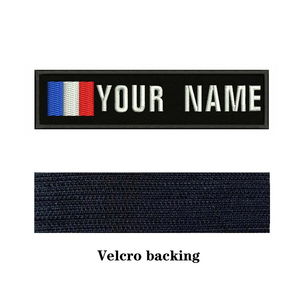France Flag 10X2.5cm Embroidery Custom Name Text Patch Stripes badge Iron On Or Sew Velcro Backing Patches For Clothes | Дом и сад