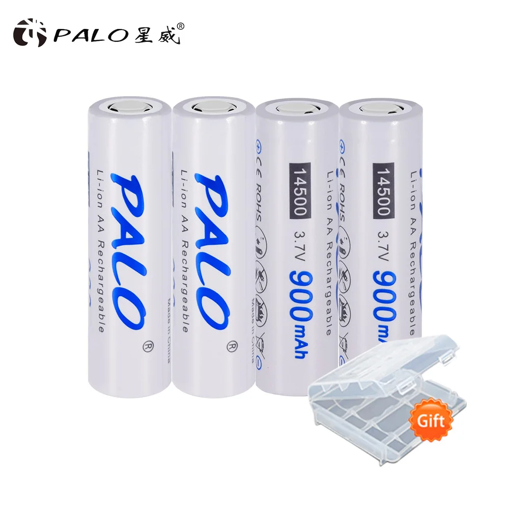Аккумуляторные батарейки PALO литий-ионные 900 мА/ч 3 7 в 14500 AA для светодиодных