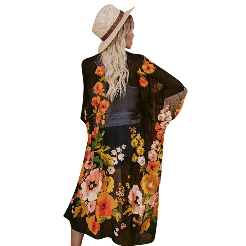 

Новинка для женщин с длинными рукавами и цветочным узором на халат короткая топы для мальчиков и девочек, для детей, одежда с длинными рукав...