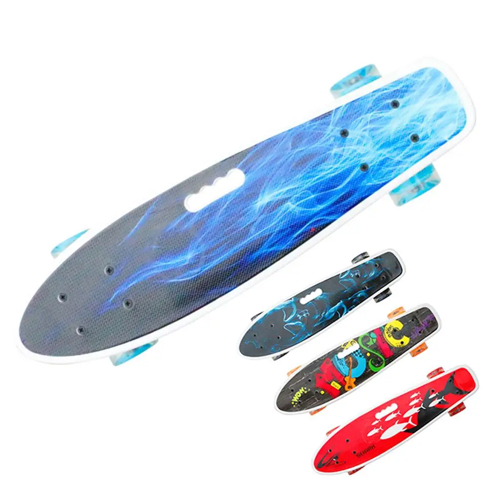 

22" Kids Cruiser Skateboard Mini Board Penny Board Retro Longboard Skate With LED Light Up Wheels Printed Skate Board For Kids
