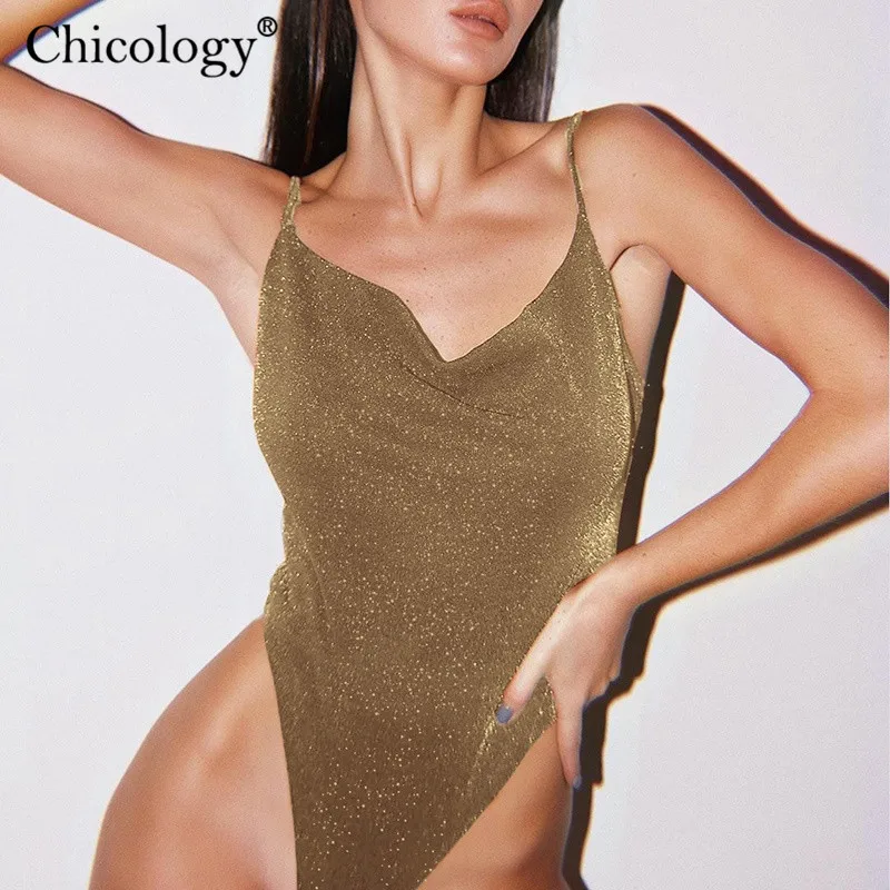 Chicology блестящие шпильки на бретельках лямках комбидресс бодисьют без рукавов