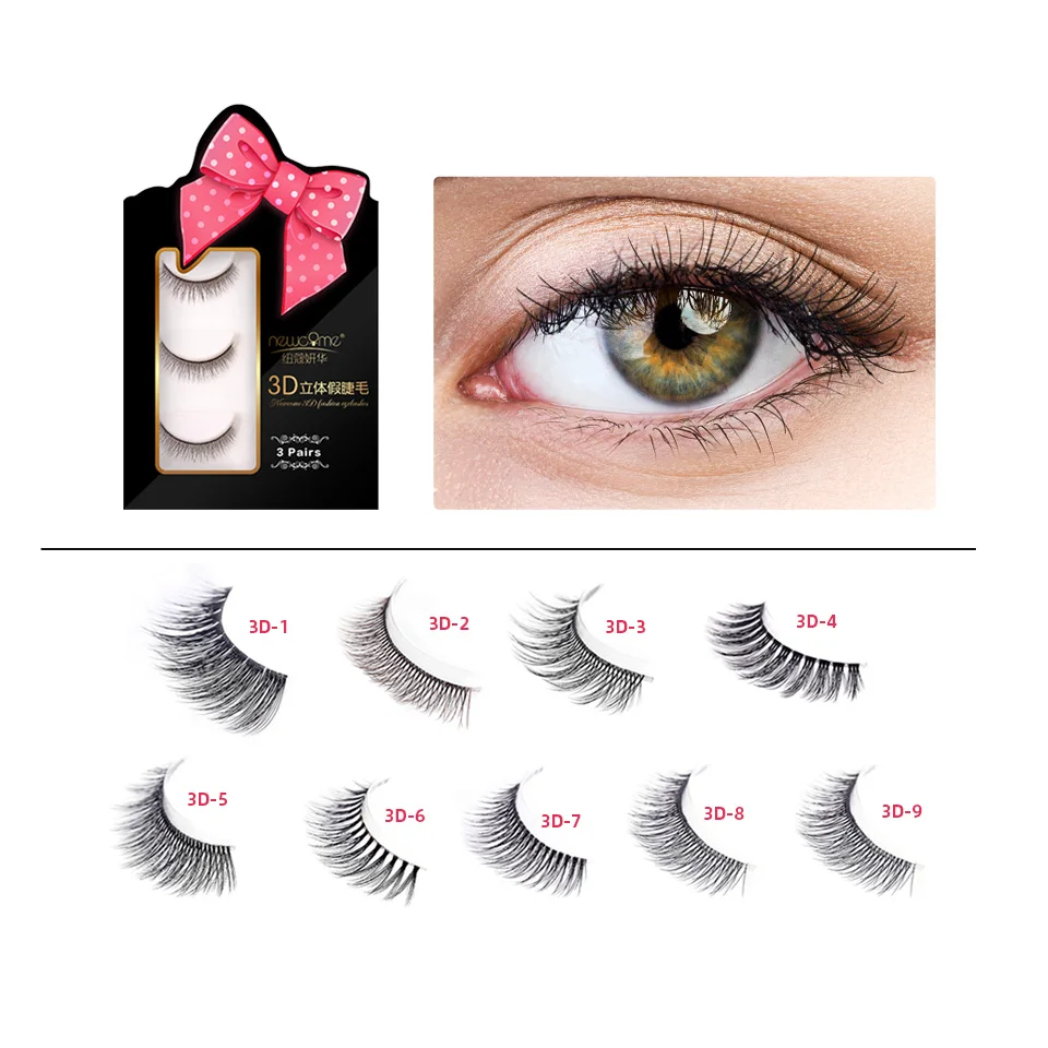 Натуральные 3D длинные перекрестные Накладные ресницы макияж ручной работы