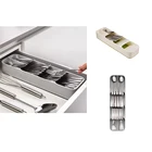 Поднос для хранения столовых приборов, держатель для ножей, органайзер для столовых приборов, коробка для хранения ложек, вилок, пластиковый контейнер, подставка для ножей