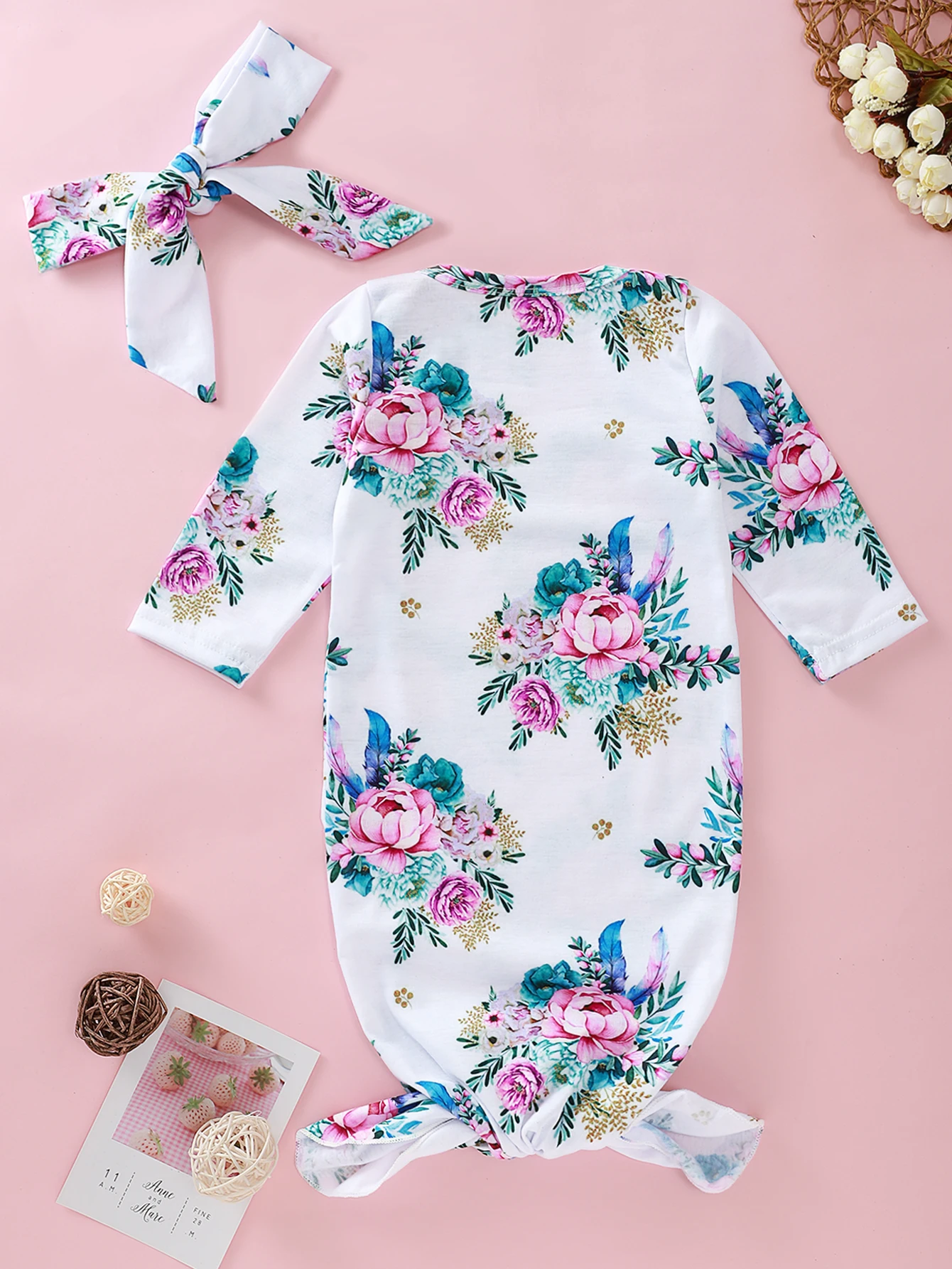 Brand New Baby Sleeping Bags Infant Girls Long Sleeve Soft Autumn Cotton Headband Outfit Set Bow Print Fashion Hot 2019 | Мать и ребенок