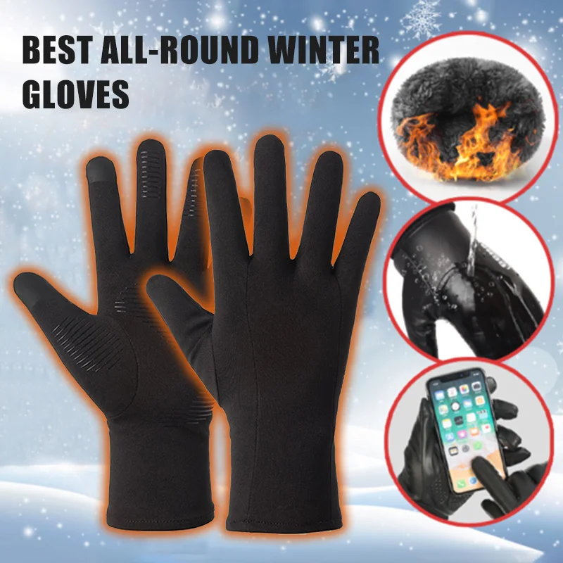 

All Weather Outdoor Touchscreen Men's Gloves Fleece Lined Windproof Non-slip Warm Winter Bike Accessories Guantes Ciclismo