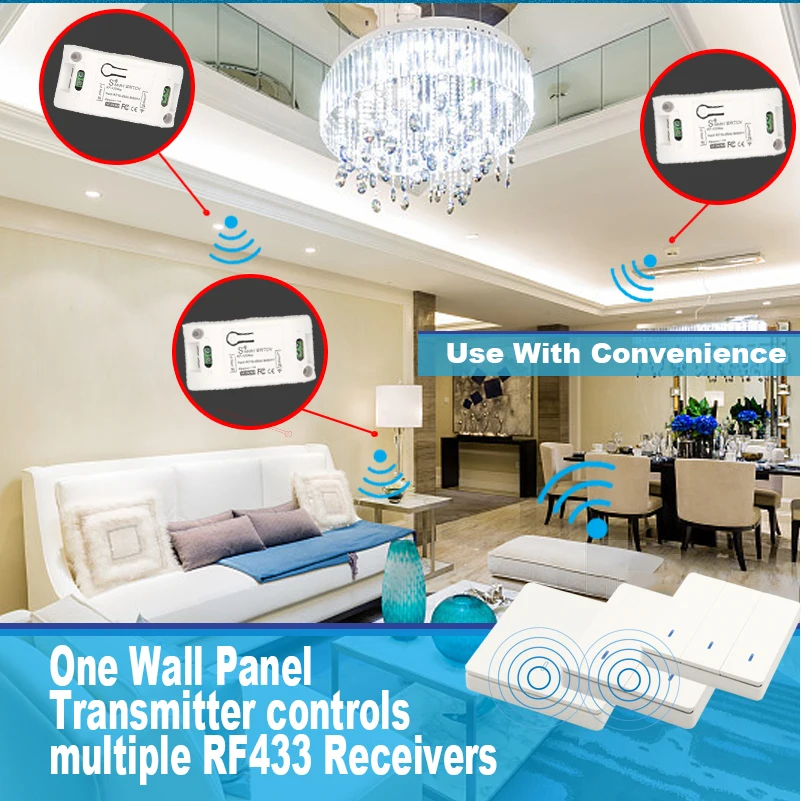 433 МГц встроенный настенный выключатель контроллер прерывателя inteligente 2/3 клавиш