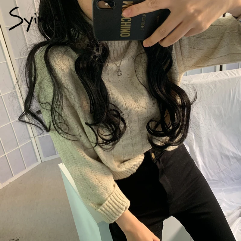 Syiwidii Водолазка Свитера для женщин осень 2021 зимняя одежда короткие стильные