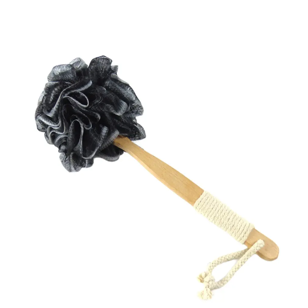

Wooden Handle Non-slip Bath Flower With Long Handle Back Scrubber Shower Supplies Back Scrubber Bath Ball