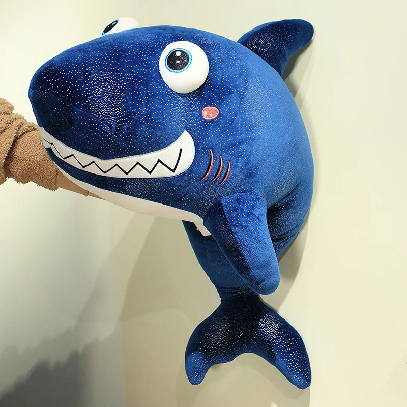 

55-120cm Soft Plush Toy Sea Animal Big Eyes Blue Shark Soft Toy Stuffed Animal Children's birthday gift