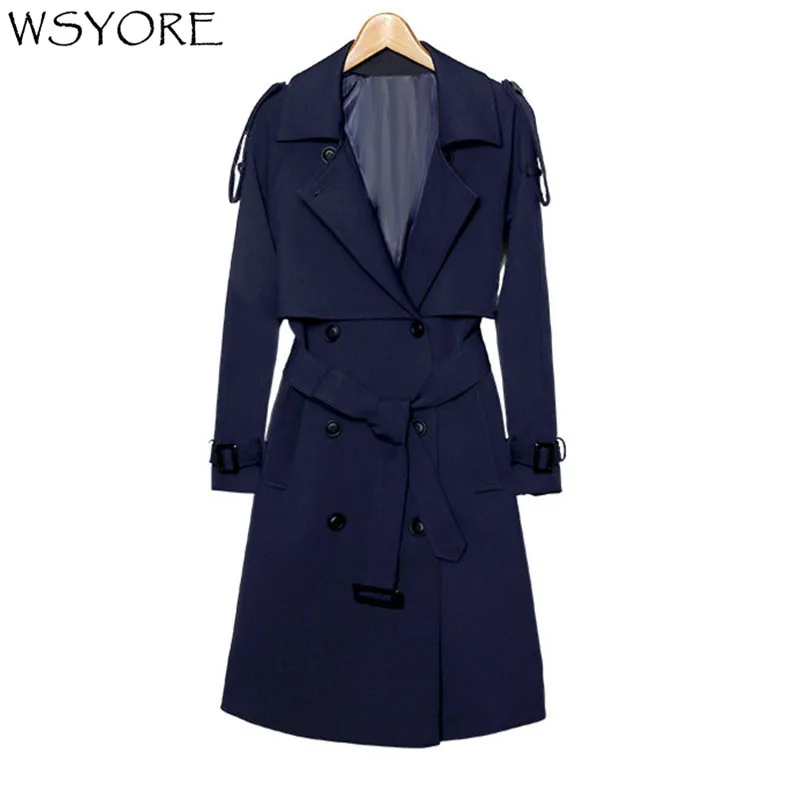 Женский двубортный Тренч WSYORE тонкий средней длины в Корейском стиле на весну и