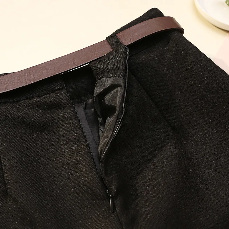 

New Casual Comfortable Elegant Wild Shorts With Belt Women's Contton Shorts Autumn Winter Slim Wide Leg A-line Shorts