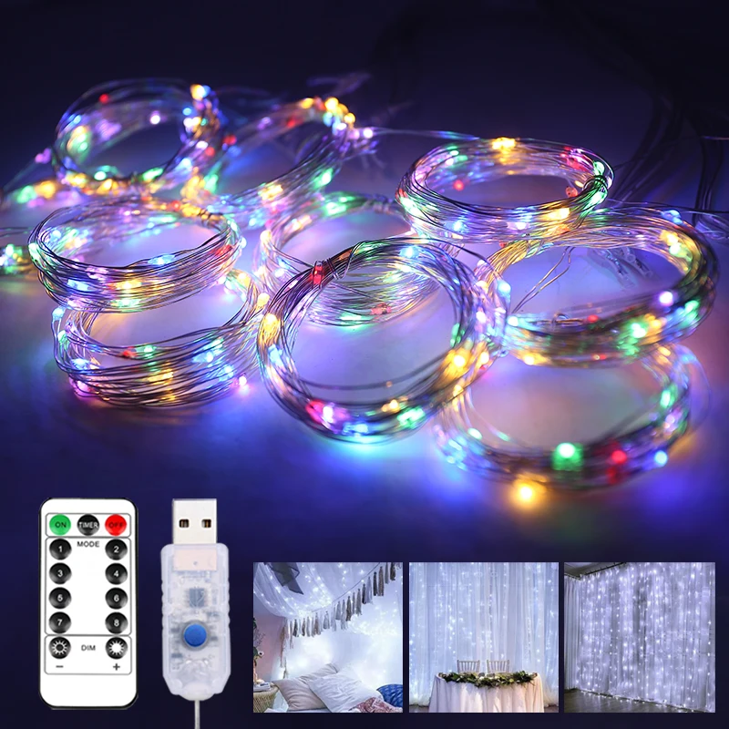 

Curtain Wedding Decoration Lights Curtain USB LED Outdoor Bedroom Home Cortinas Accessories Decor Led String Light Fairy Lights