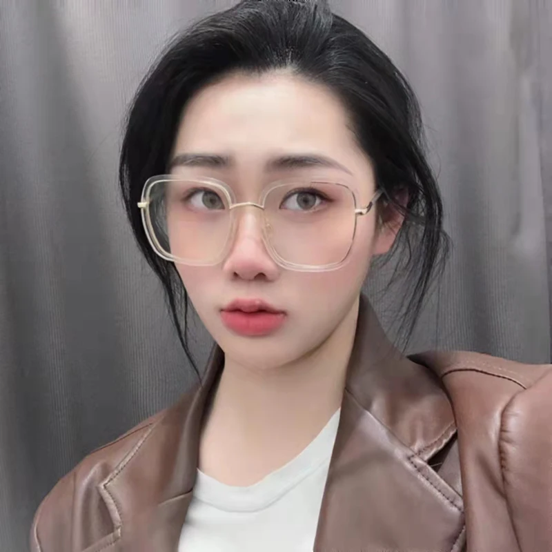 

2021 Модные оптические очки большого размера без рецепта с круглым лицом, прозрачные плоские зеркальные модные персонализированные очки