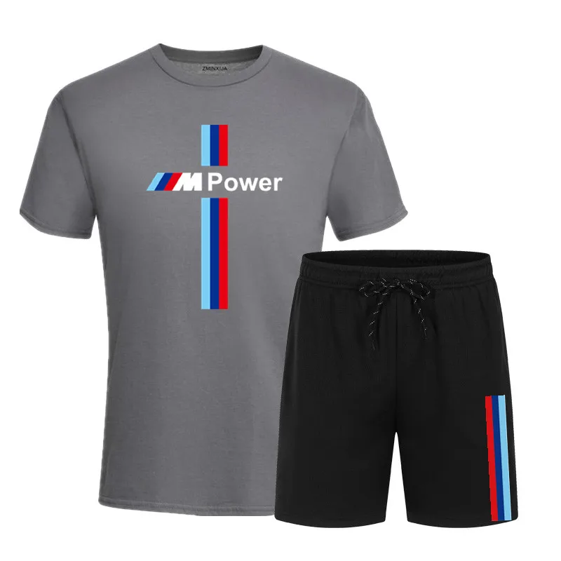 

New men's fashion casual summer T-shirt shorts suit sports fitness running quick-drying breathable 2-piece set S-2XL