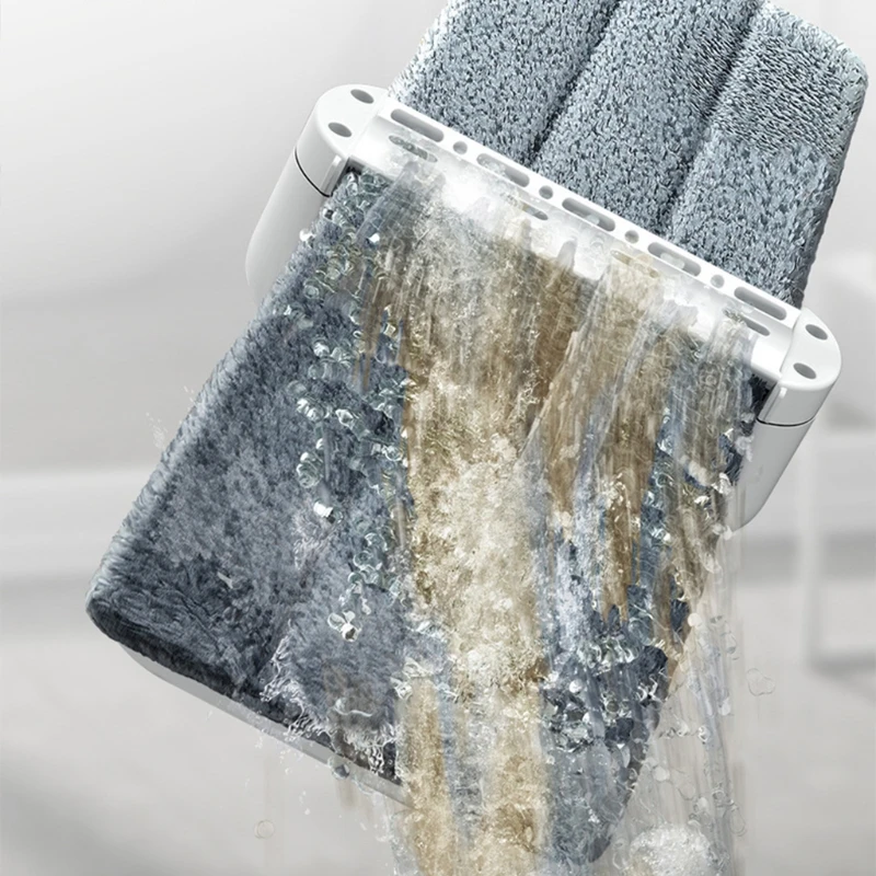 

House Cleaning Squeeze Floor Mop Wash Flat Cleaner Hand Free Mop Pads Refills Easy Self-Wringing Wet and Dry Reusable