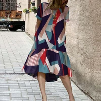 zanzea stylish print women dress 2022 summer cotton linen midi vestidos casual high low long sundress ladies robe