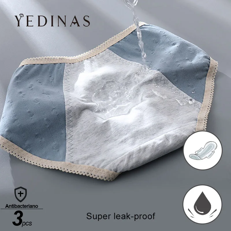 Yedinas 3 шт./компл. менструальные трусики женские хлопковые трусы герметичные