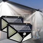 Светильник на солнечной батарее, уличный фонарь с датчиком движения 100 светодиодов, Встроенный солнечный свет, водонепроницаемый уличный фонарь для украшения сада