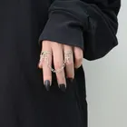 Кольцо KMVEXO серебряного цвета в стиле ретро, панк, хип-хоп, крест, ручная работа, цепочка на палец регулируемые кольца, ювелирные изделия, подарок для мужчин, женщин, готические украшения