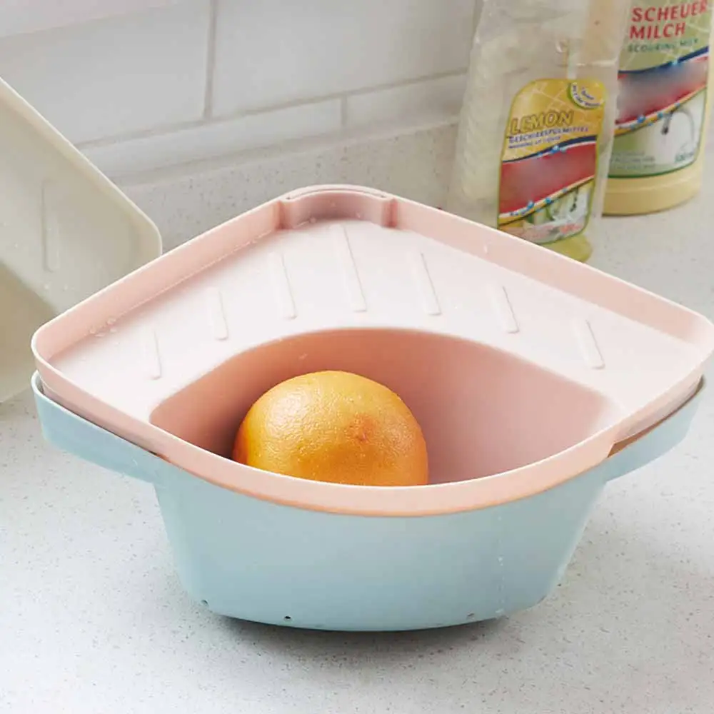 Kitchen Sink Triangular Waste Storage Holder Drain Shelf Corner Mounted Basket Food Residue Fruit Vegetable Strainer Filter Rack | Дом и сад