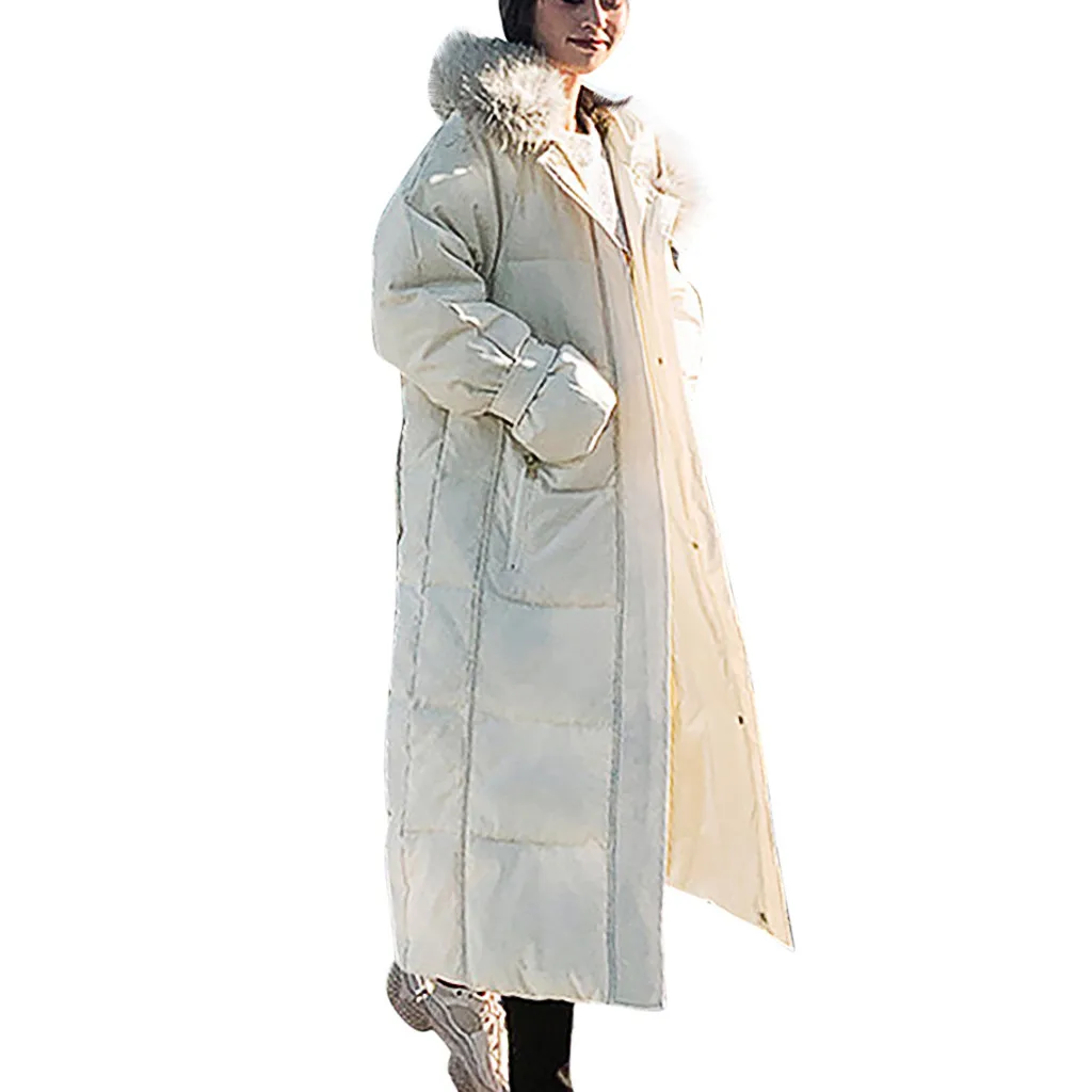 Winter Female Long Coat 2019 Women Fake Fur Collar Keep Warm Woman Parka Outerwear Down Cotton-Padded | Женская одежда