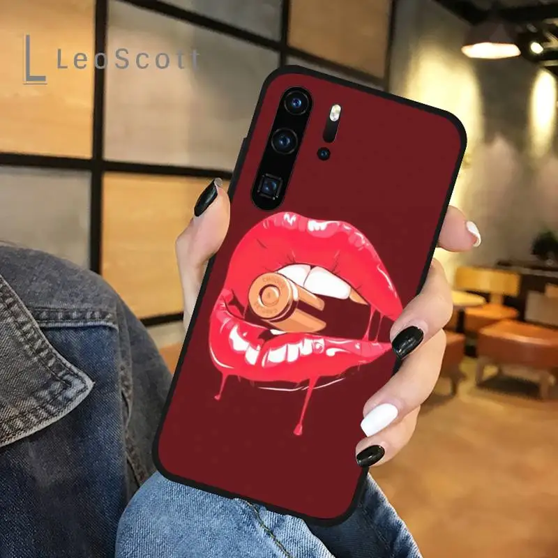 

Sexy big red lips Phone Case For Huawei honor Mate P 9 10 20 30 40 Pro 10i 7 8 a x Lite nova 5t
