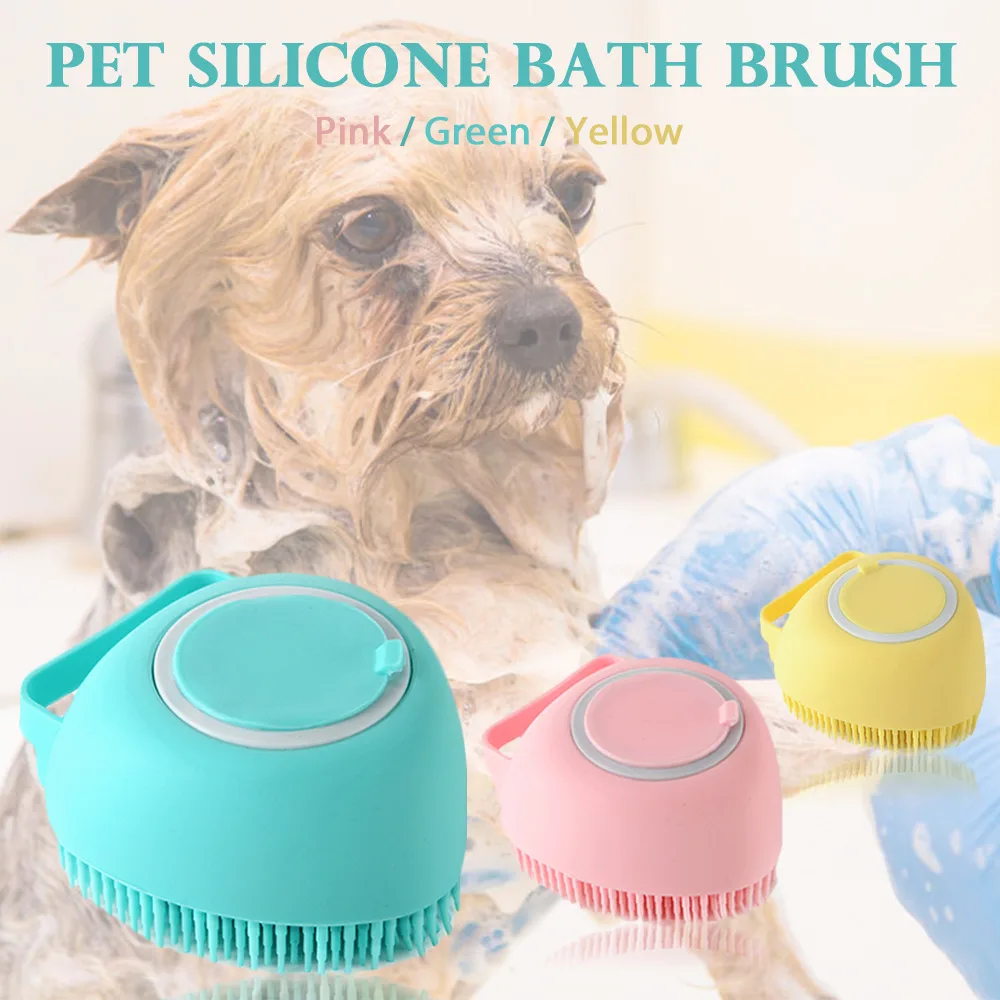 

Pet Dog Shampoo Brush 2.7oz/80ml Cat Massage Comb Grooming Scrubber Brush for Bathing Short Hair Soft Silicone Rubber Brushes