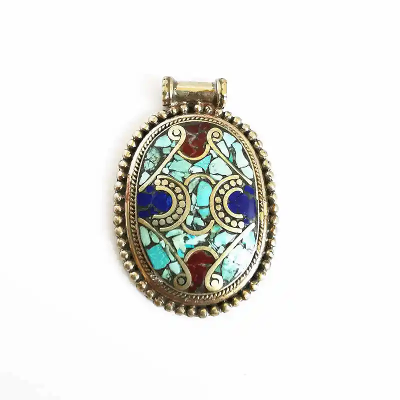 TBP357 непальская Ручная Работа винтажные большие кулоны Медная Инкрустация