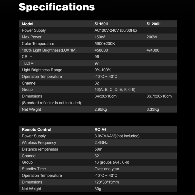 Godox SL150II SL 200II Светодиодная лампа для видеосъемки s 5600K 150W 200W беспроводной пульт