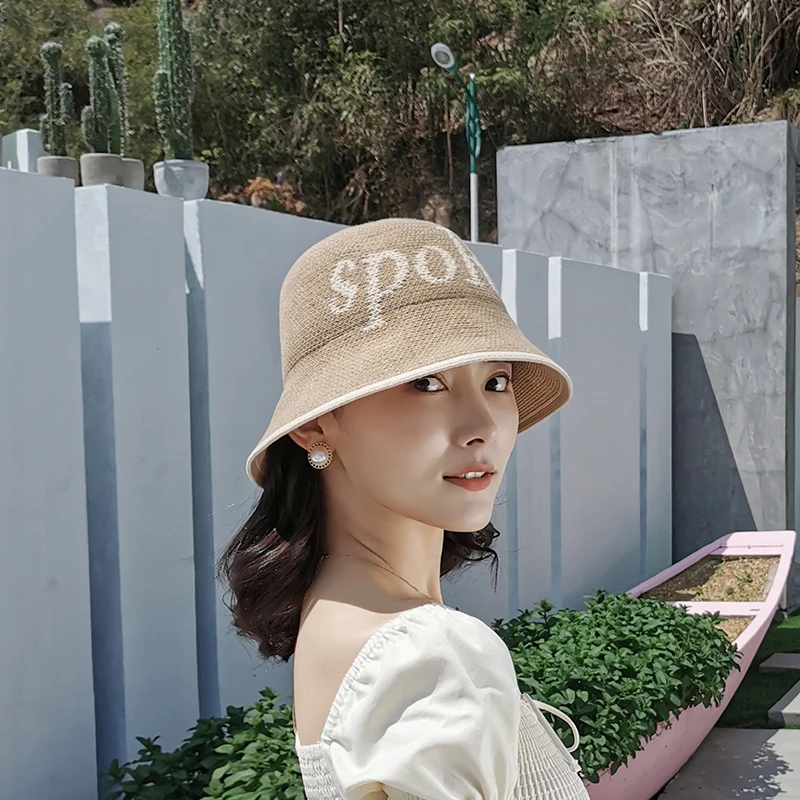 Шляпа рыбака с надписью для весны и осени женская пляжная шляпа от солнца Панама