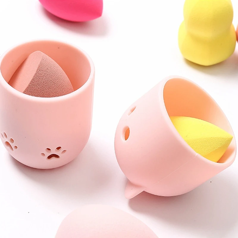 

Beauty Powder Puff Rack Sponge Makeup Egg Drying Box Portable Soft Silicone Powder Puff Makeup Egg Box Holder