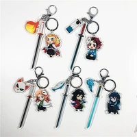 anime keychain demon slayer kimetsu no yaiba chibi keyring cartoon acrylic pendant charms accessories gifts for fans