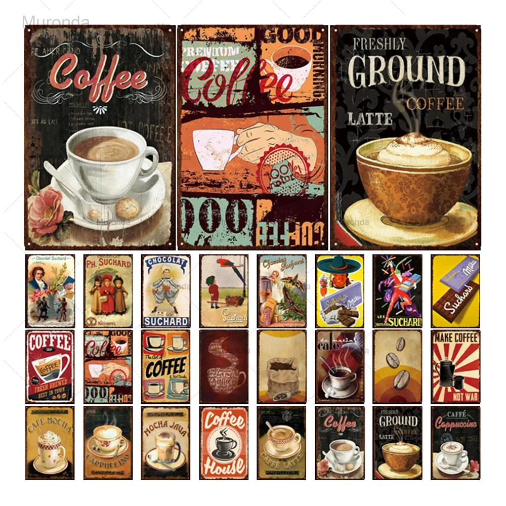 

Coffe Metal Sign Plaque Metal Vintage Pub Bar Decor Tin Sign Coffee Shop Plate Poster Home Decor Art Painting Wall Sticker