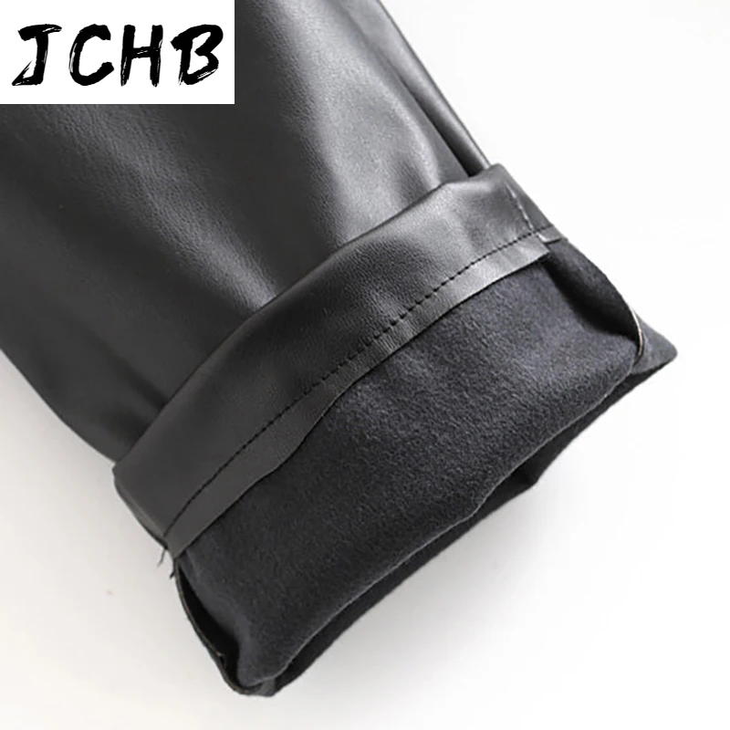 

SHZQJCHB Women Chic Black PU Faux Leather Pants Fashion High Waist Pockets Ladies Office Trousers with Belt Casual Pleated Pants
