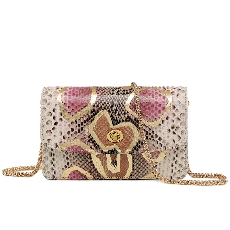 

Luxury Genuine Python Skin Women Handbag New Fashion Chain Purse Phone Bag Designer Crossbody Bag Customized Shoulder Bag