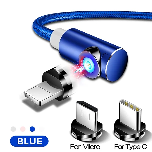 Blue 3 plugs Магнитный кабель INIU для быстрой зарядки, USB кабель для iPhone XS 8, samsung, type C, зарядное устройство, магнит, Micro USB, Andriod, кабели для мобильных телефонов - Цвет: Blue 3 plugs