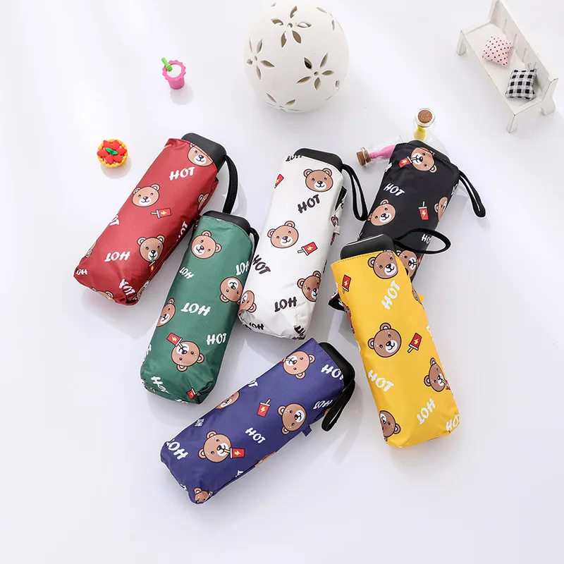 Милый Зонт с медведем дождь женские складные зонты пятью карманами зонтик для