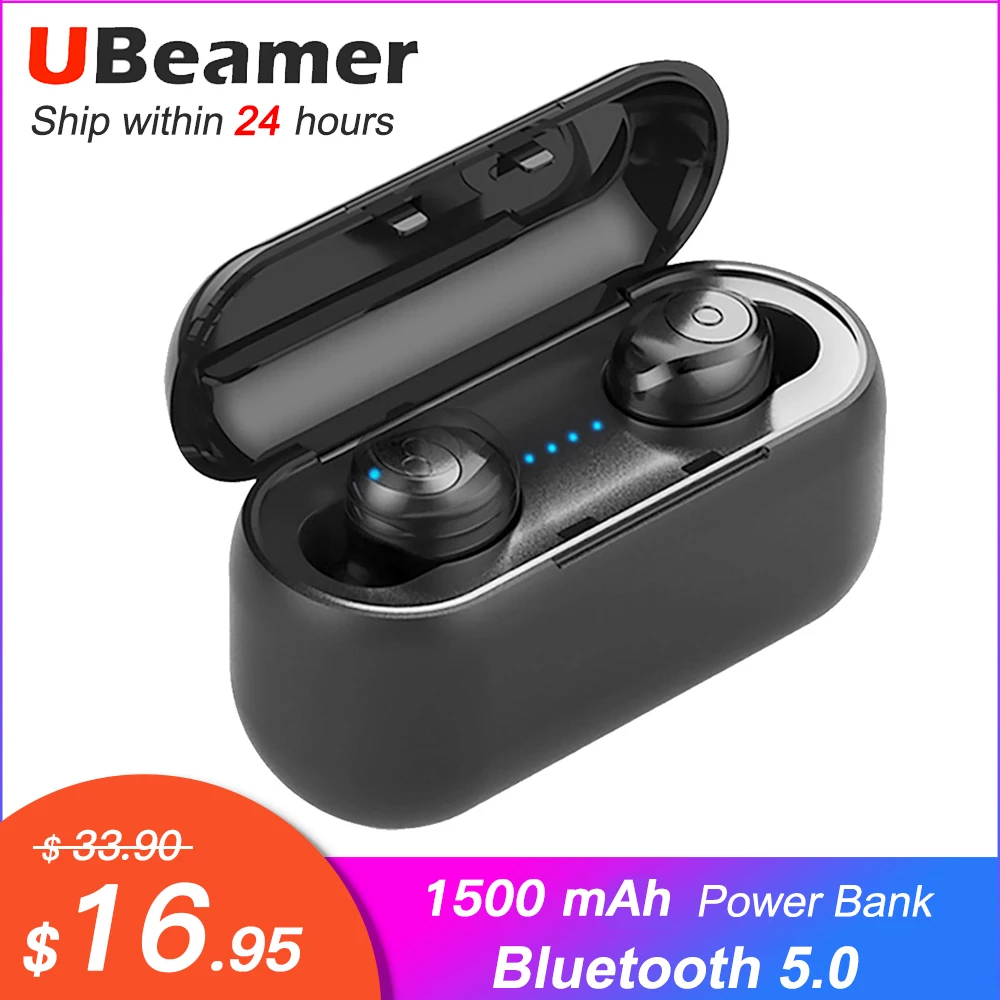 In Store Ubeamer TWS Bluetooth 5.0 Earphone Long Standby. Wireless Headset 1500mAH Battery Case for music/call HIFI earphone