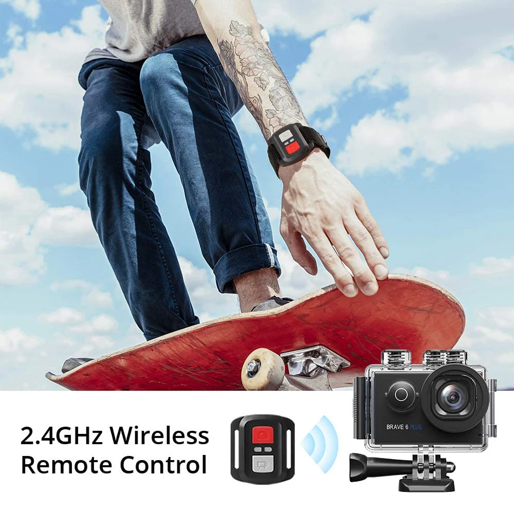 Экшн камера AKASO Brave 6 Plus 4K 30 кадров/с 20 МП Wi Fi сенсорный экран голосовое