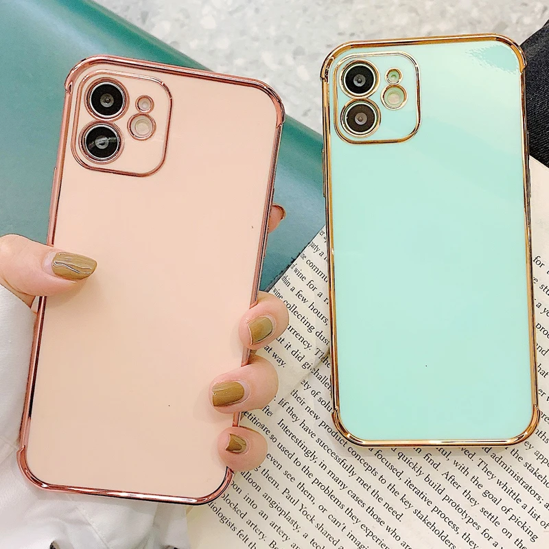 Однотонный чехол с покрытием для телефона iPhone 12 Mini 11 Pro XS Max XR 7 8 Plus Противоударная