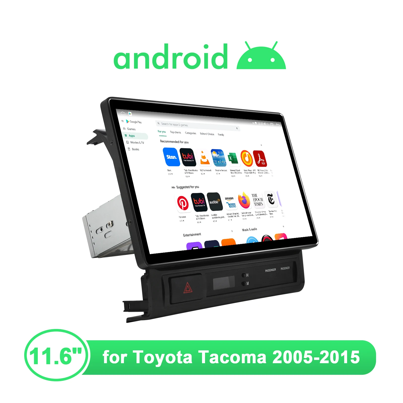 저렴한 자동차 라디오 안드로이드 10 오토라디오 멀티미디어 플레이어 헤드 유닛 무선 카플레이, 도요타 타코마 2005-2015 11.6 인치 대형 스크린