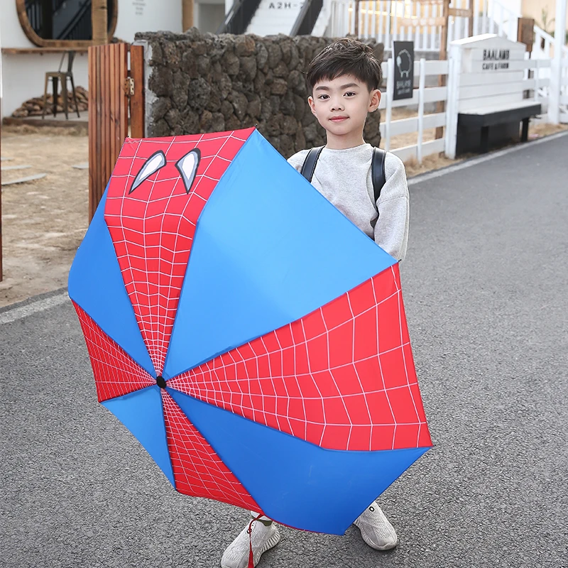 Disney kids folding umbrella spider-man captain america child windproof portable parasol outdoor travel gift |
