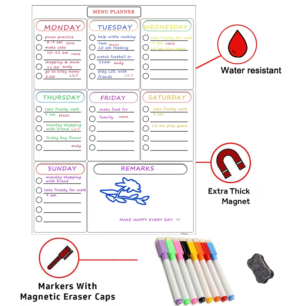 Магнитный телефон для холодильника офиса сухой стираемый календарь планировщик