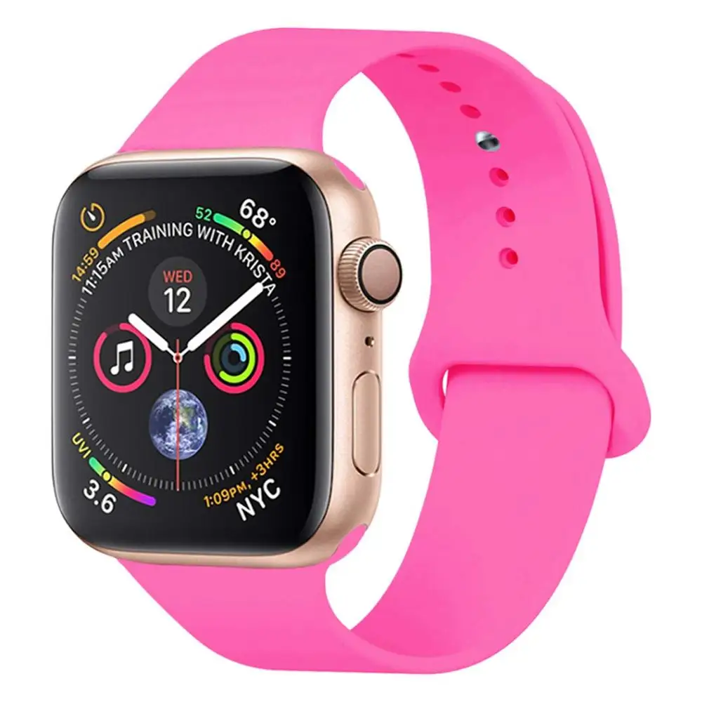 Barbie pink 32 Цвета мягкого силикона замена спортивный ремешок для Apple Watch группа 44 мм 40 мм Series4/3/2 /42 мм 1 38 мм наручные браслет ремень - Цвет ремешка: Barbie pink